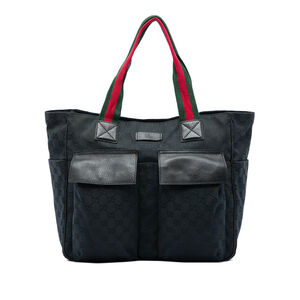 Pre-Loved Gucci GG Canvas Web Double Pockets Tote